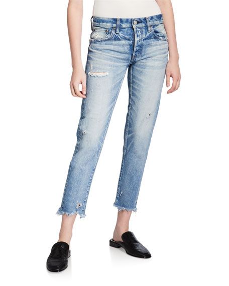 MOUSSY VINTAGE Kelley Tapered Distressed Jeans | Neiman Marcus