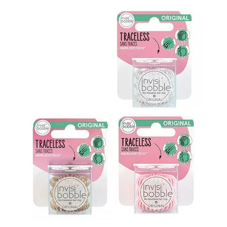 Invisibobble The Traceless Hair Ring Original Clear Bronze and Pink 3 of Each (9 Total) | Walmart (US)