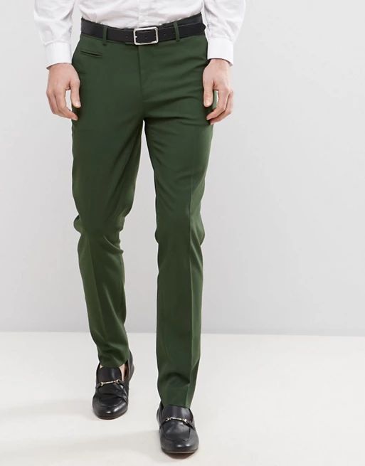 ASOS Skinny Smart Pants In Dark Green | ASOS US