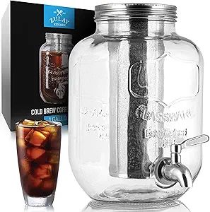 1 Gallon Cold Brew Coffee Maker with EXTRA-THICK Glass Carafe & Stainless Steel Mesh Filter - Pre... | Amazon (US)