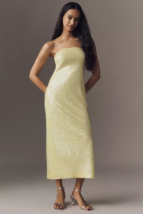 Strapless Sequin Slim Midi Dress | Anthropologie (US)