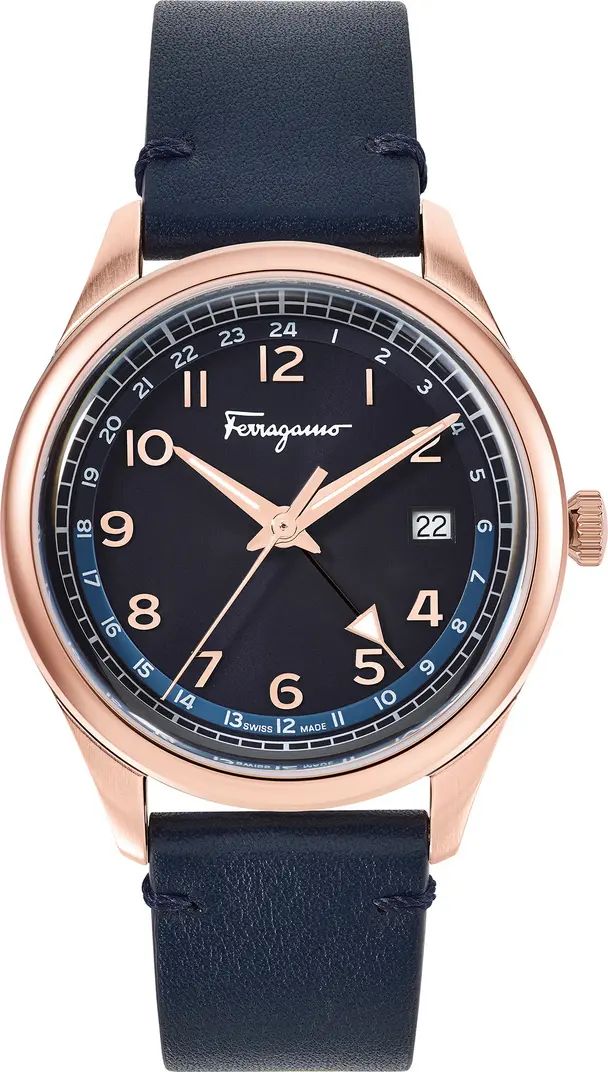 Salvatore Ferragamo Timeless Leather Watch Strap, 40mm | Nordstrom | Nordstrom