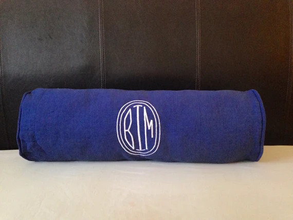 Custom Bolster Pillow Cover, Navy Neckroll Pillow, Personalized Monogram Bolster Home Decor | Etsy (US)