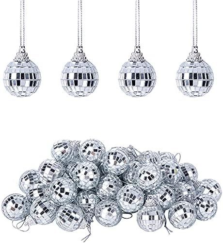 Wehhbtye 60PCS 1.2 Inch Mirror Disco Ball-Silver Glass Bright Reflective Hanging Ball Ornament,Disco | Amazon (US)