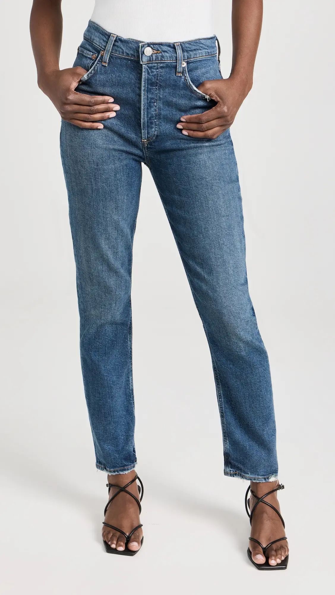 AGOLDE Riley Long: High Rise Straight Jeans | Shopbop | Shopbop