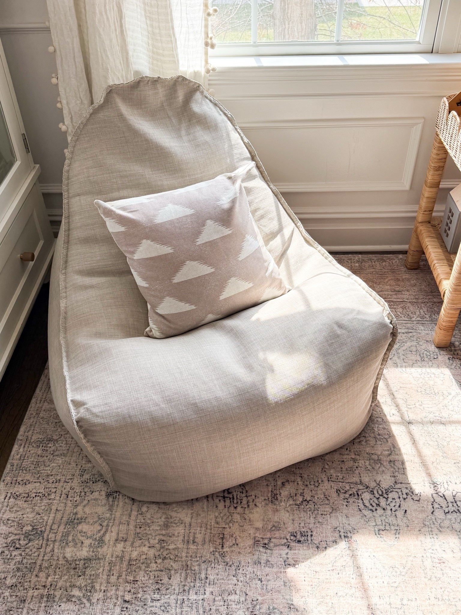 This bean bag chair has become the favorite seat in the room. It’s lightweight enough to move wherever the sunlight is, comfortable for reading or relaxing, and the neutral fabric blends beautifully with the rest of the space. Adding one cozy piece like this instantly makes a room feel more inviting.

bean bag chair, kids reading nook, kids room chair, cozy kids room, neutral home décor, children’s bedroom, playroom ideas, reading corner, home décor inspiration, Girl on the Hudson

#LTKHome #LTKKids #LTKmomlife