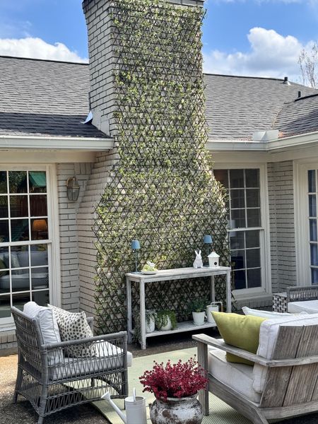 DIY trellis wall 😍 I used four of the artificial trellis grids on my outdoor fireplace facade. Ready for spring!! #amazonhome

#LTKhome