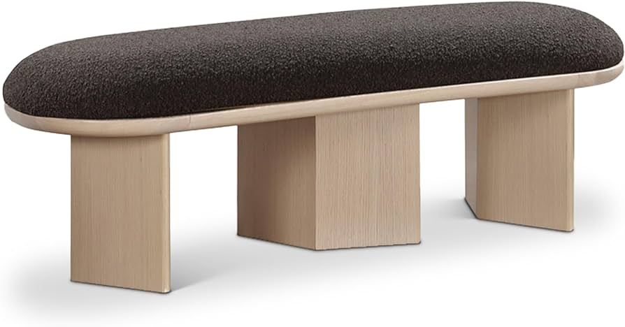 Meridian Furniture Wilshire Collection Art Deco Bench with Luxurious Boucle Fabric and Rich Solid... | Amazon (US)