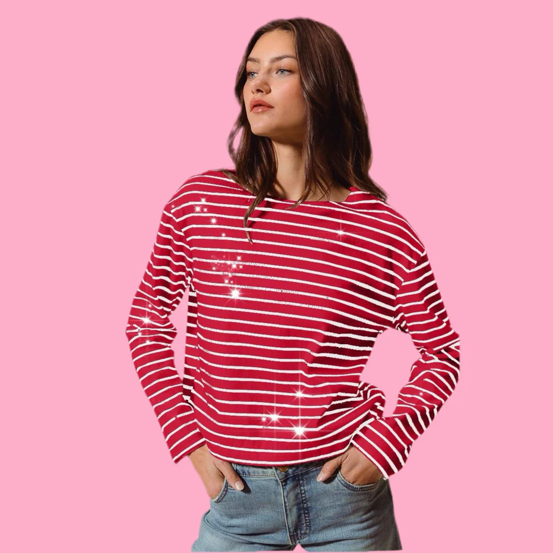Candy Cane Striped Top | Teggy French