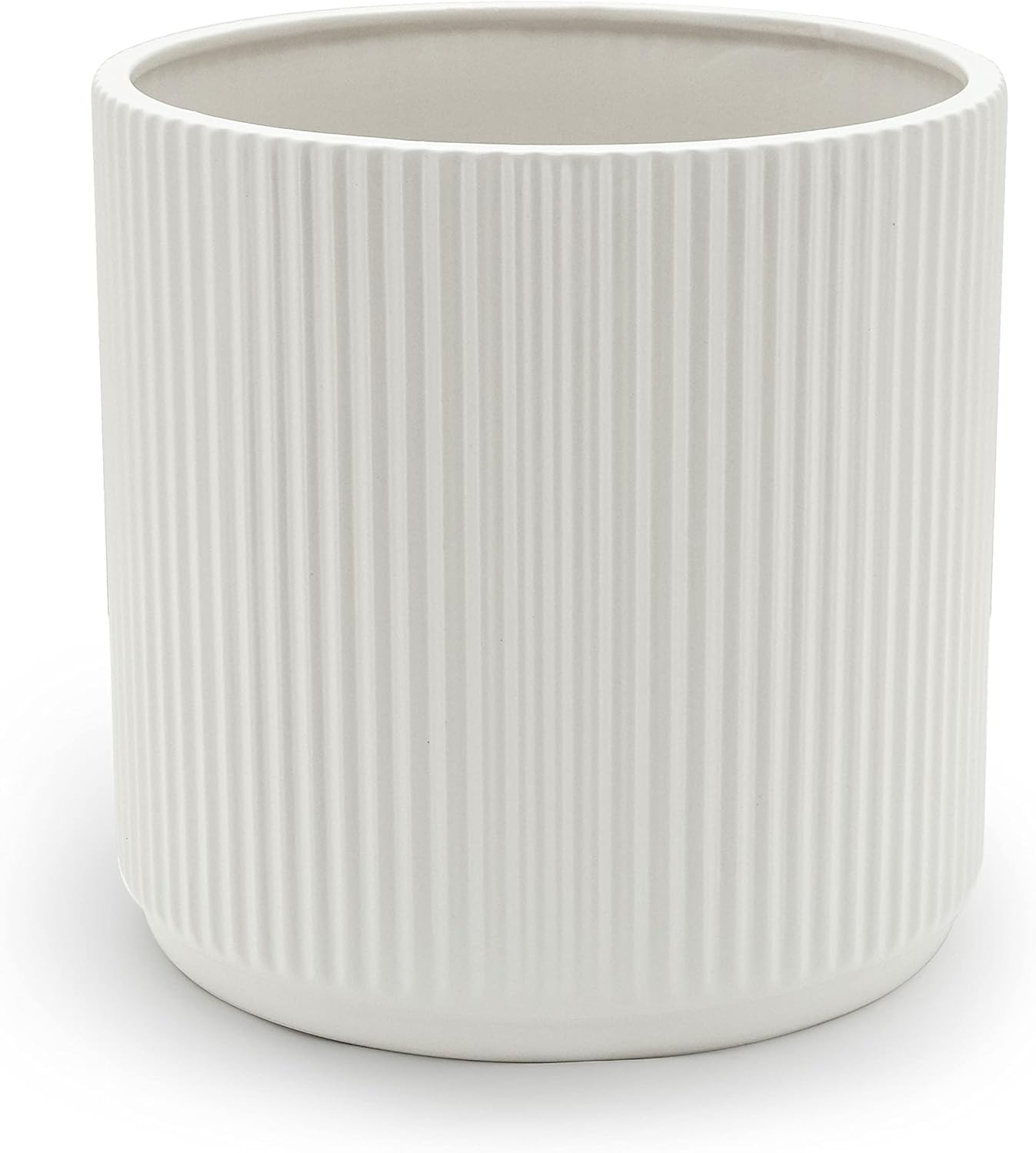 Amazon Basics Fluted Ceramic Round Planter with Drainage Hole, Indoor Outdoor Flower Pot, 10-inch... | Amazon (US)