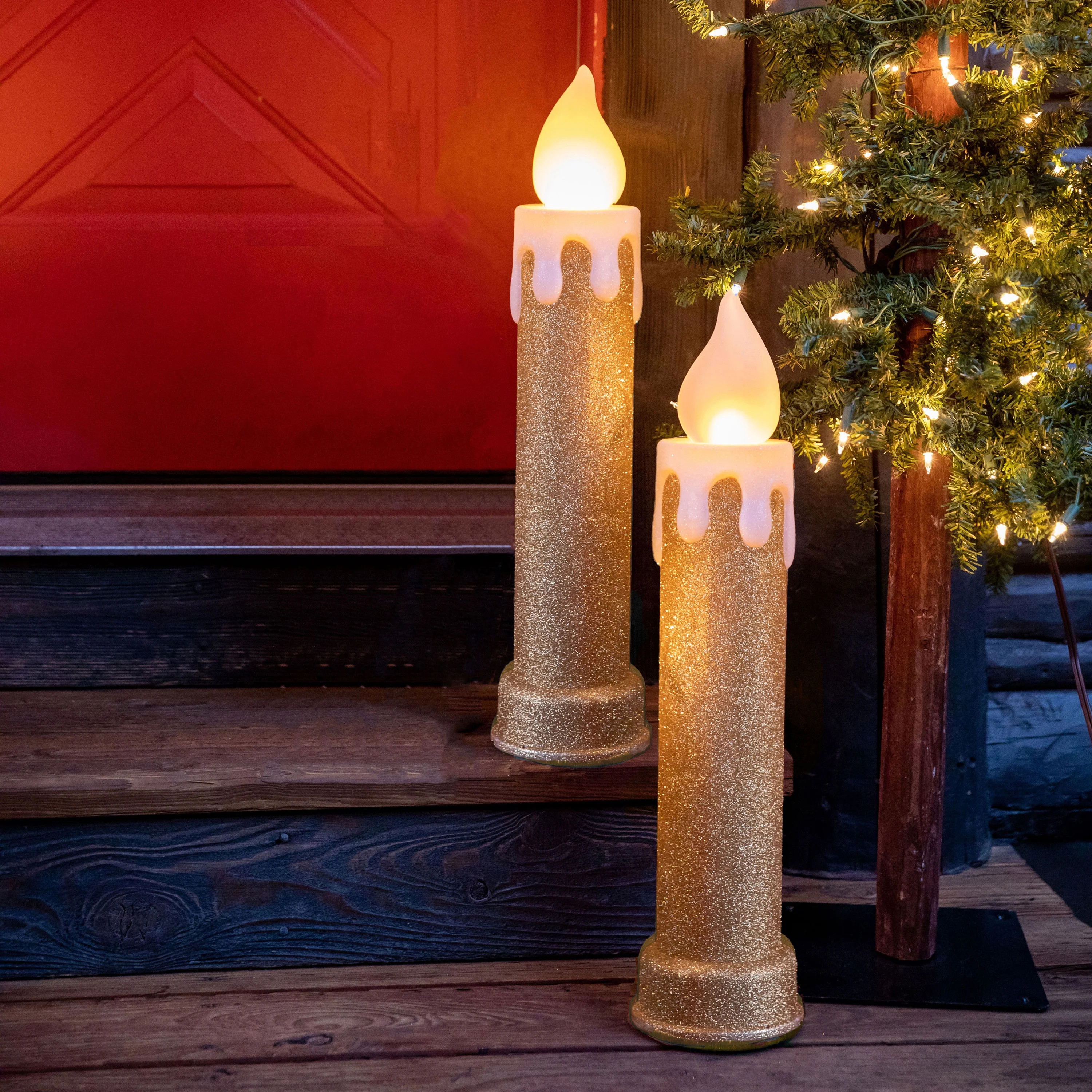 Mr. Christmas 24" Set of 2 Blow Mold Candles - Gold | Walmart (US)