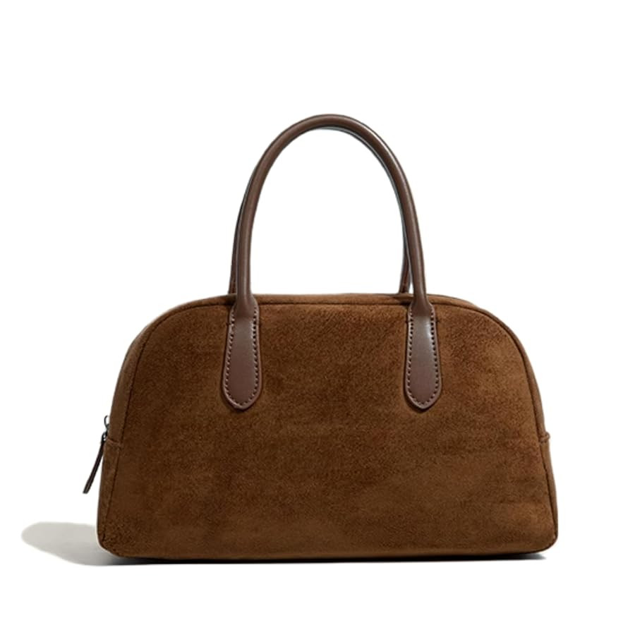 JOLLQUE Suede Handbag for Women,Vintage Top Handle Shoulder Bag,Retro Winter Autumn Work Tote Pur... | Amazon (US)