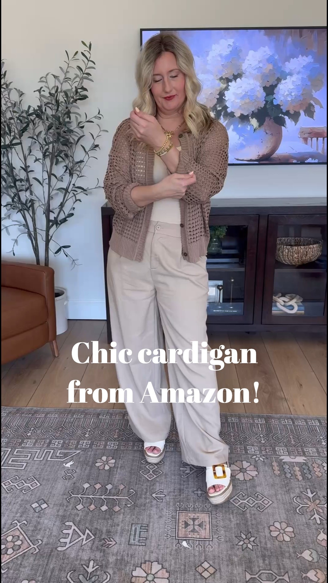 This loose knit cardigan is so chic! And these linen pants can be dressed up or down! All from Amazon! 

#LTKMidsize #LTKOver40