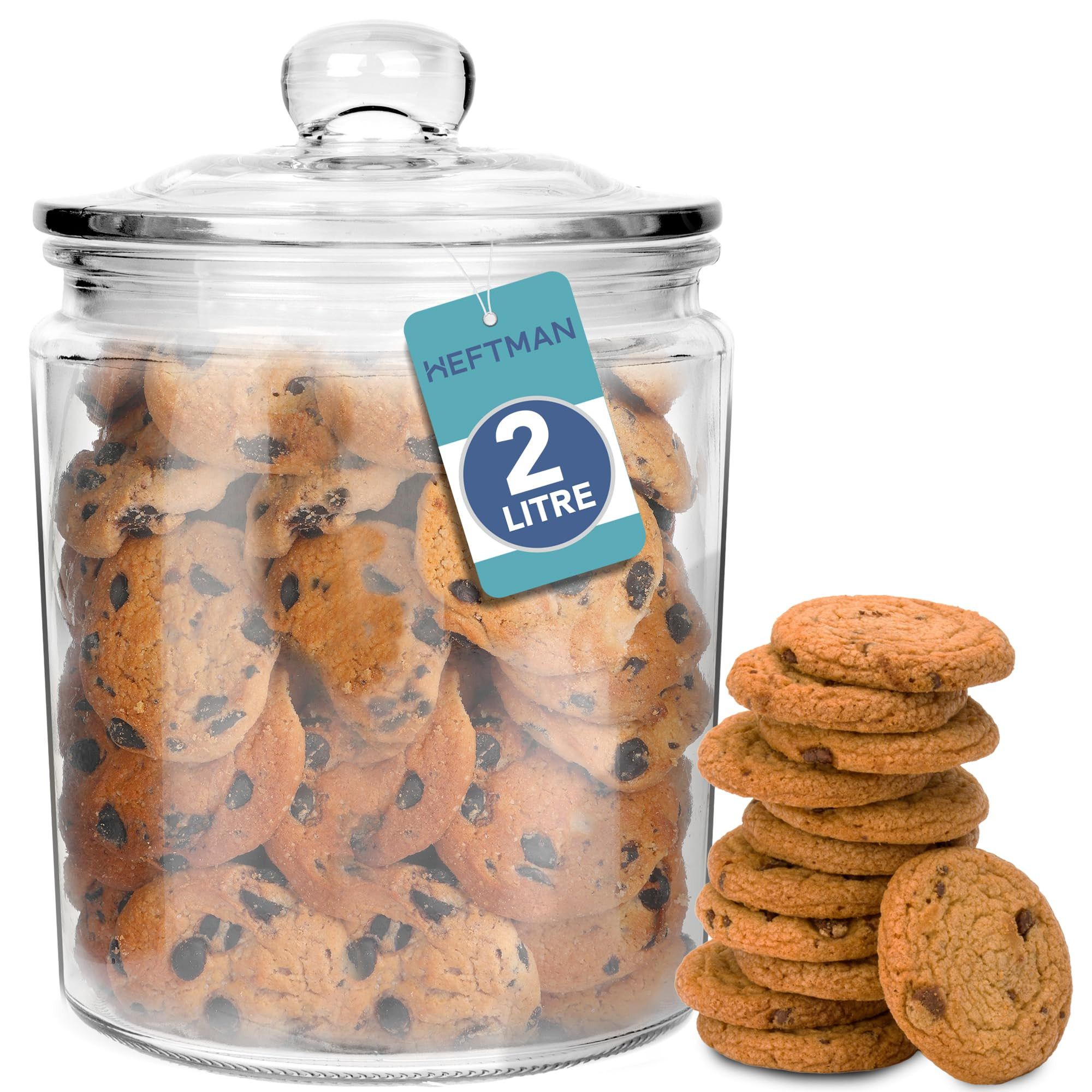 Glass Jar with Lid - 2 Litre Clear, Empty Sweet Jars with Airtight Push-Top Lid - Sturdy Glass Vi... | Amazon (UK)