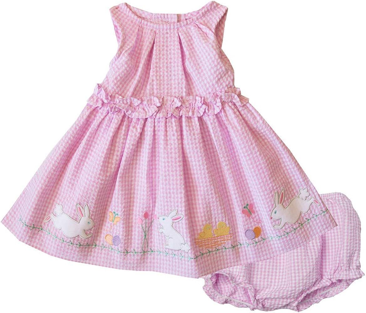 Good Lad Newborn/Infant Baby Girls Pink Seersucker Easter Dress with Bunny Appliques | Amazon (US)