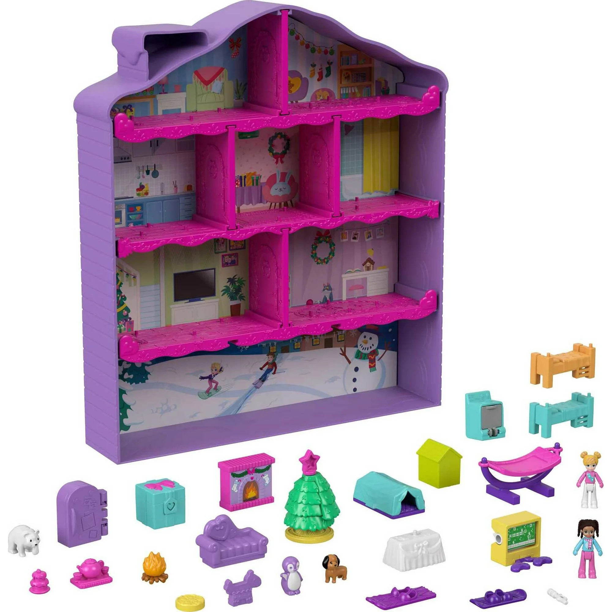 Polly Pocket Advent Calendar, 2 Micro Dolls, Winter Doll House Playset, 25 Surprises, Holiday The... | Walmart (US)