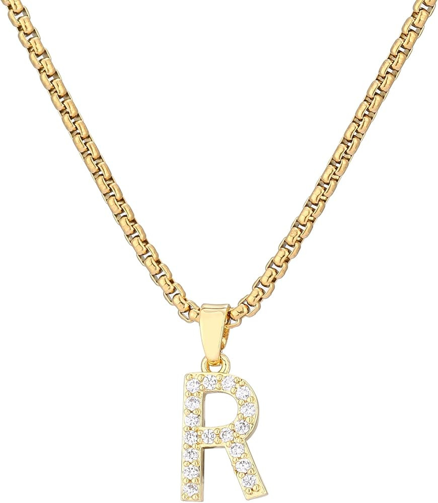 Amazon.com: Kjiasiw Initial Necklaces for Women Gold Plated Cubic Zirconia Chain Necklace Letter ... | Amazon (US)