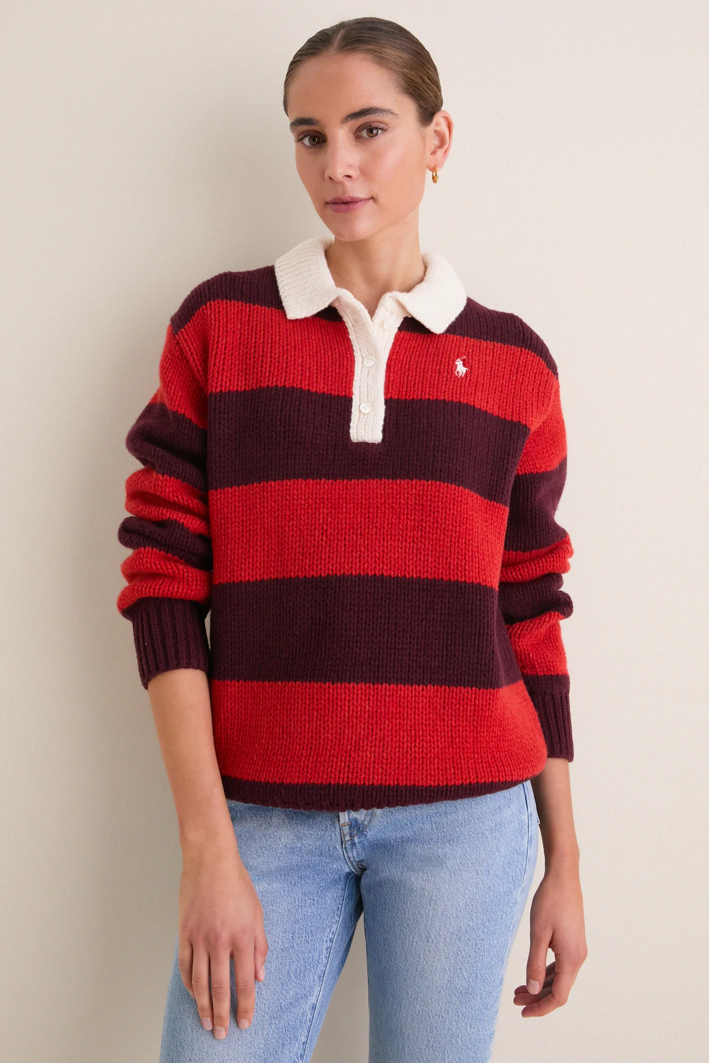 Harvard Wine Brandy Heather Long Sleeve Polo Rugby Sweater | Tuckernuck (US)