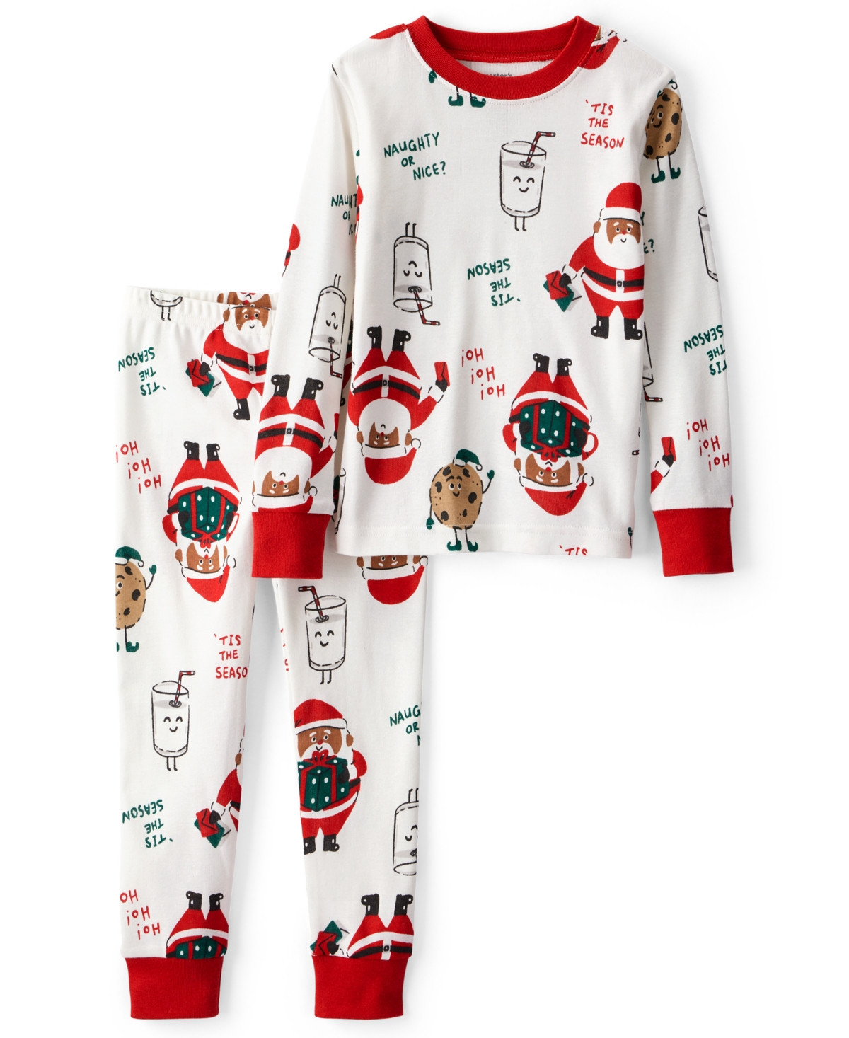 Carter's Toddler Boys or Toddler Girls 2-Piece Santa Print Top and Pants Pajama Set - Brown Santa | Macy's