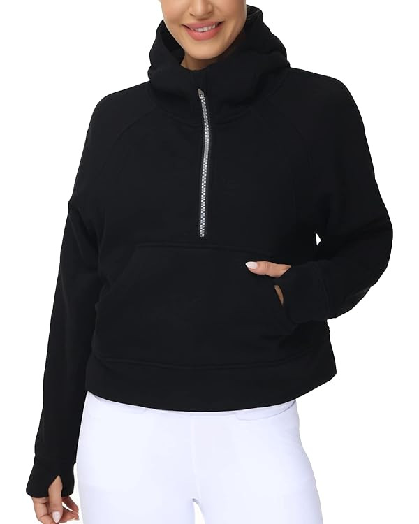 THE GYM PEOPLE Womens' Hoodies Half Zip Long Sleeve Fleece Crop Pullover Sweatshirts with Pockets... | Amazon (US)