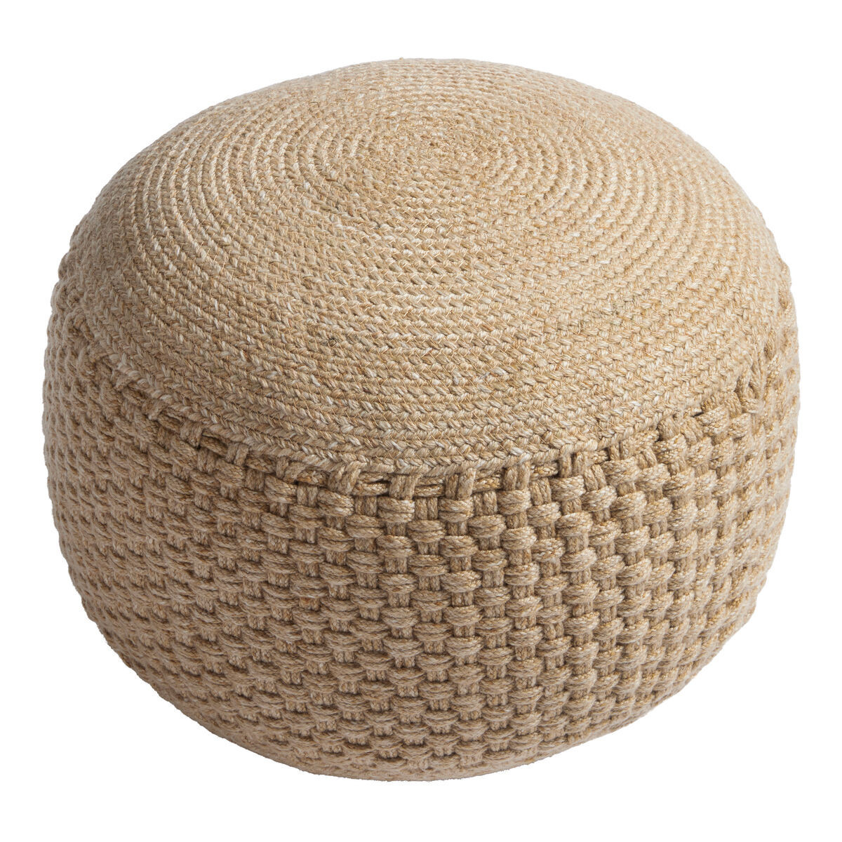Round Braided Indoor Outdoor Patio Pouf in Natural by World Market | World Market