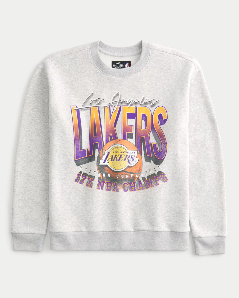 Relaxed LA Lakers Graphic Crew Sweatshirt | Hollister (US)