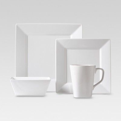 16pc Porcelain Square Dinnerware Set White - Threshold&#8482; | Target