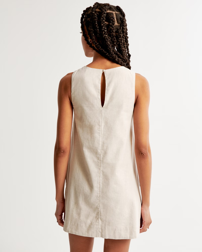 High-Neck Linen-Blend Mini Dress | Abercrombie & Fitch (US)