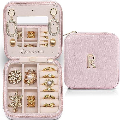 Vlando Travel Jewelry Box for Girls Women, Initial Jewelry Organizer Box Travel Must Haves Jewelr... | Amazon (US)
