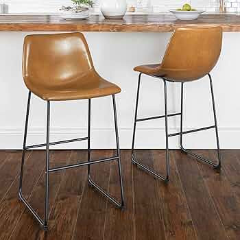 LEMBERI 30 inch Bar Stools Set of 2, Modern Bar Height Barstools, Faux Leather Stool with Back an... | Amazon (US)