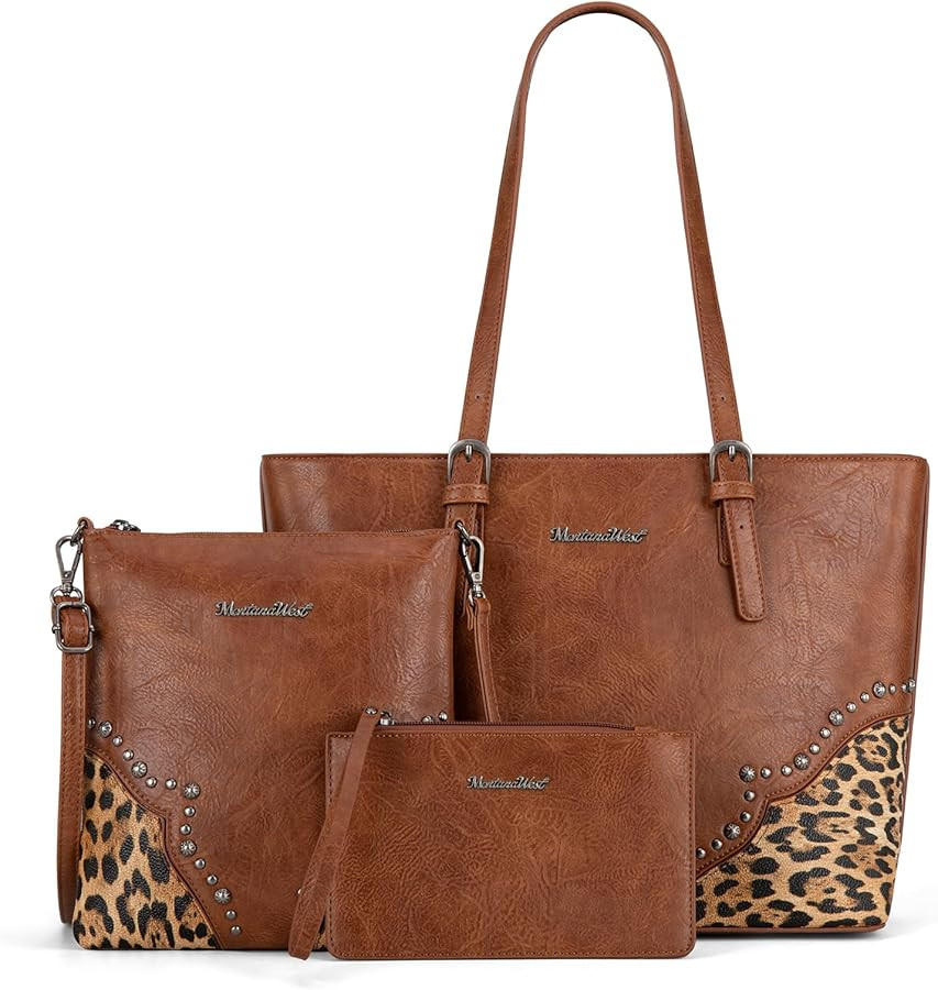 Montana West Purses for Women Tote Bag 3Pcs Set Leopard Print Satchel Handbags | Amazon (US)