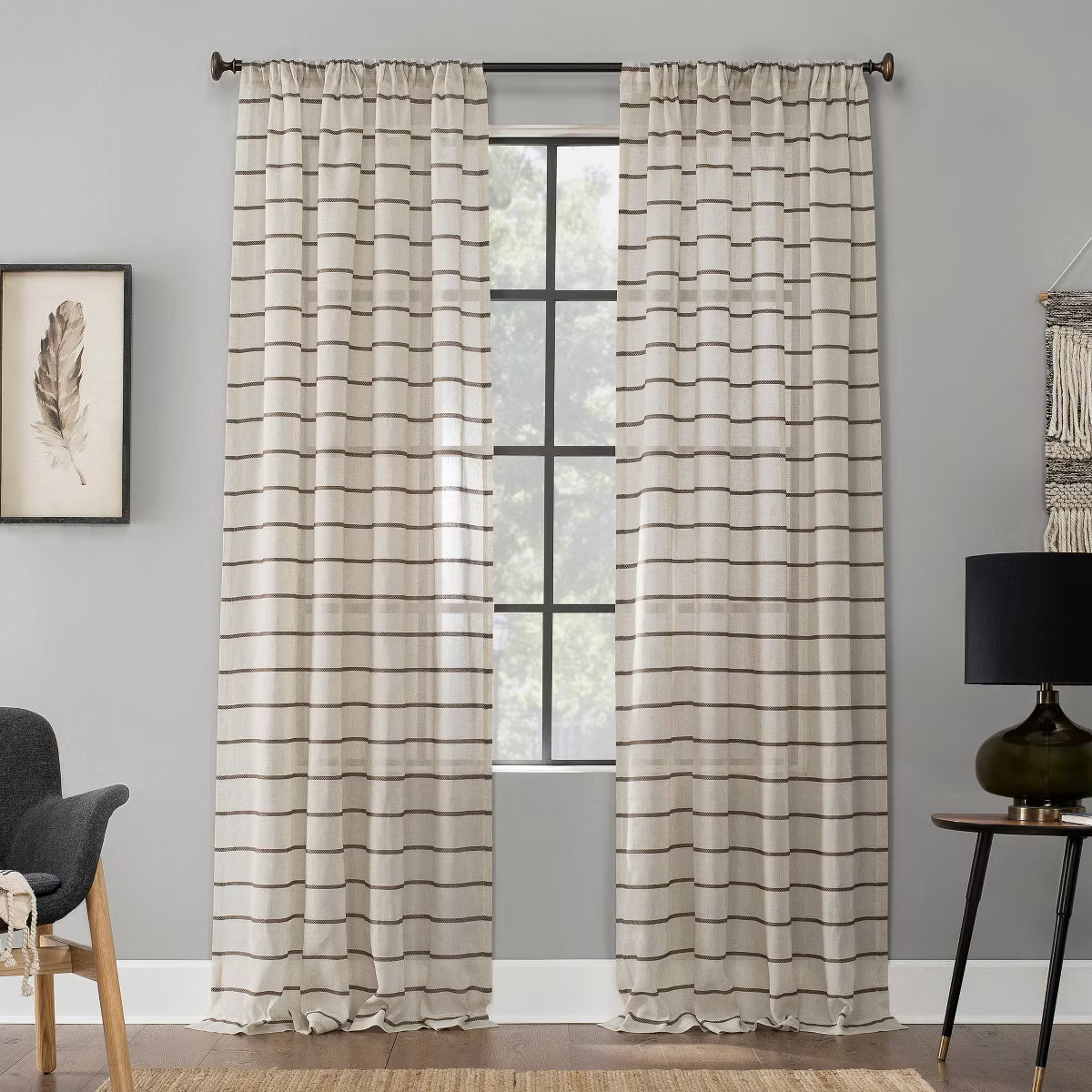 Twill Stripe Sheer Anti-Dust Curtain Panel - Clean Window | Target
