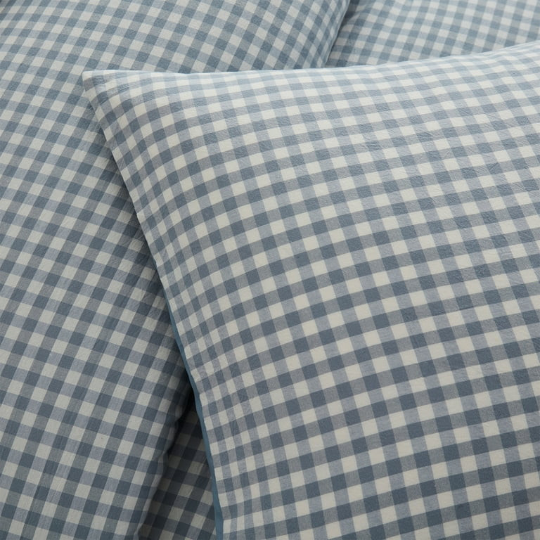 My Texas House Collins 3-Piece Blue Gingham Cotton Comforter Set, Full/Queen | Walmart (US)