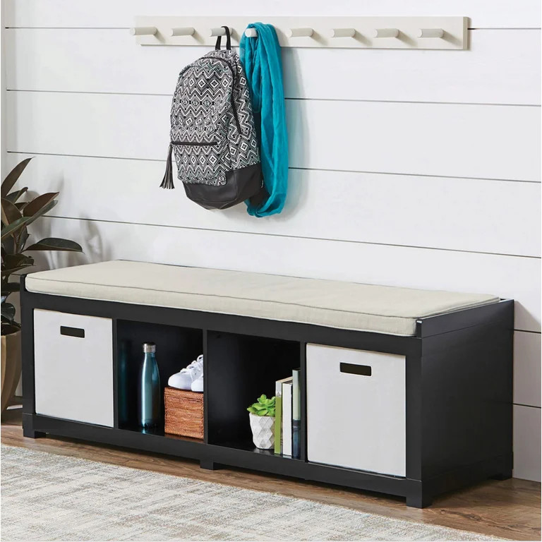 Better Homes & Gardens 4-Cube Shoe Storage Bench, Black - Walmart.com | Walmart (US)