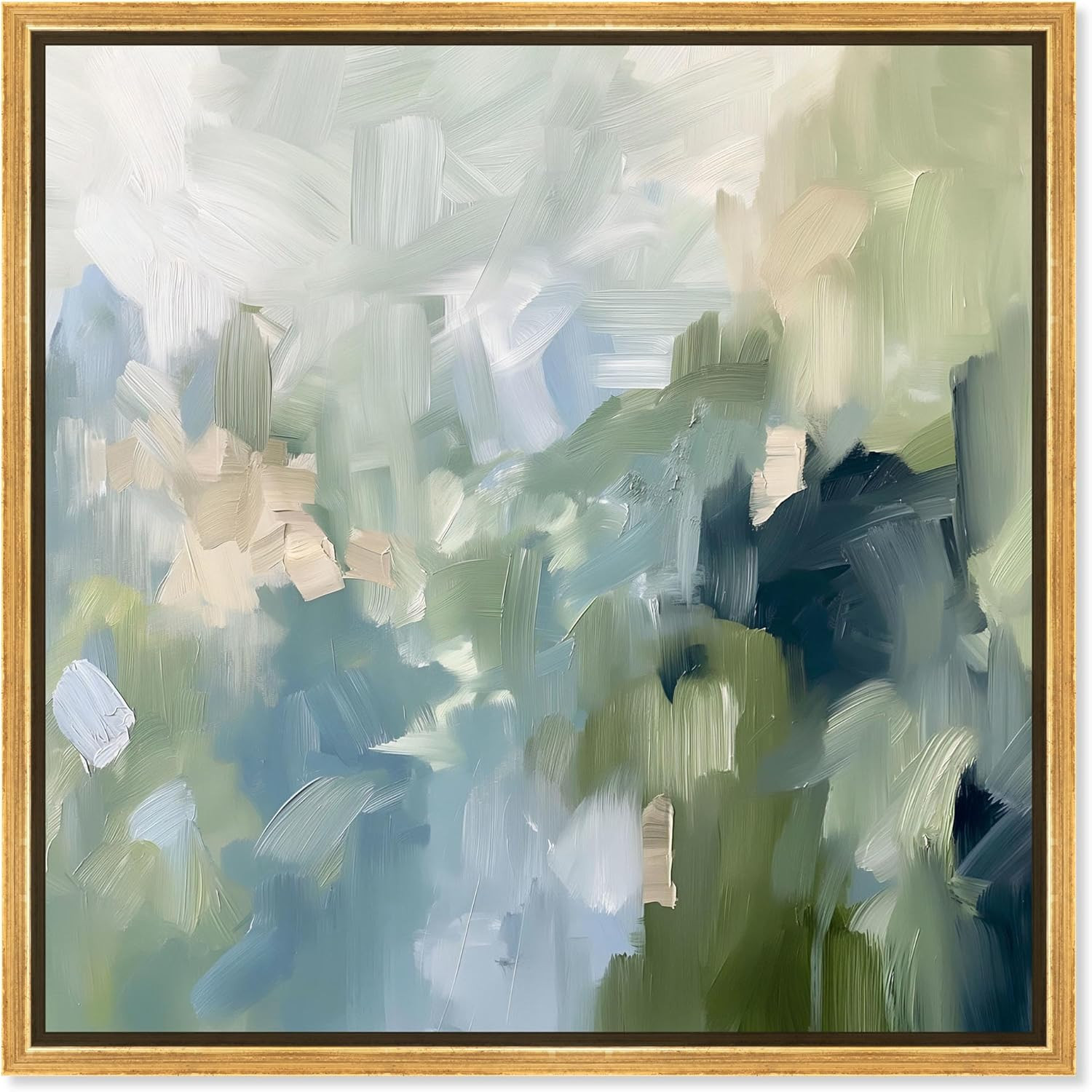 Art Remedy Minted Brush Canvas Minimal Abstracts, Gold Frame, 40" x 40" | Amazon (US)