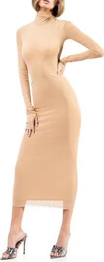 AFRM Shailene Long Sleeve Mesh Midi Dress | Nordstrom | Nordstrom