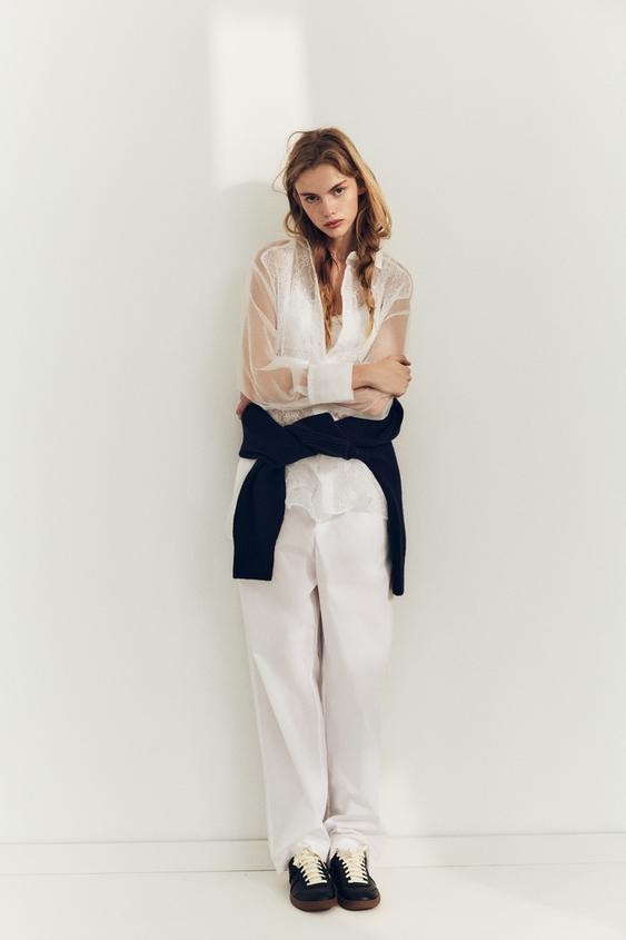 OVERSIZE ORGANZA LACE SHIRT | Zara US