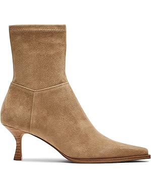 Coutgo Womens Kitten Low Heel Ankle Boots Pointed Toe Side Zipper Short Booties Fall Shoes | Amazon (US)