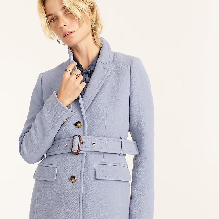 Belted lady day topcoat in Italian double-cloth wool | J.Crew US