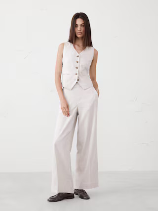 Hayden Wide-Leg Linen-Blend Pull-On Pant | Banana Republic Factory