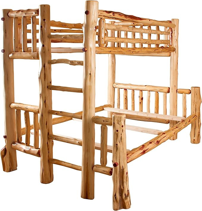 Red Cedar Log Twin Over Twin Bunk Bed | Amazon (US)