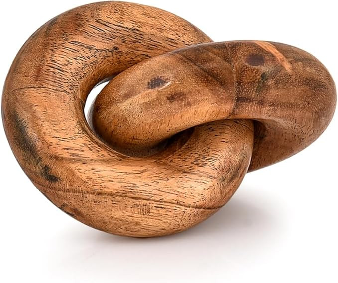 Kimona Statues Acacia Wood Wood Chain Link Décor 2-Link Table Décor, Shelf Décor, Decorative O... | Amazon (US)