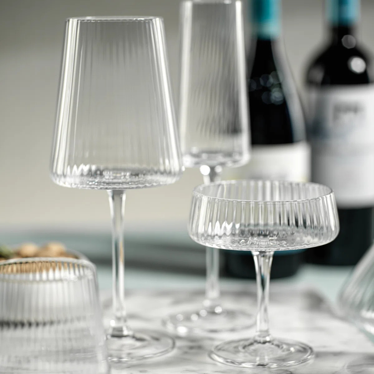 Claro Fluted Textured Wine Glasses (Set of 4) | Joss & Main