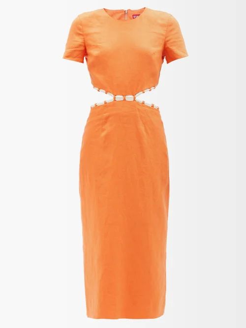 Staud - Matteo Cutout Linen Dress - Womens - Orange | Matches (US)