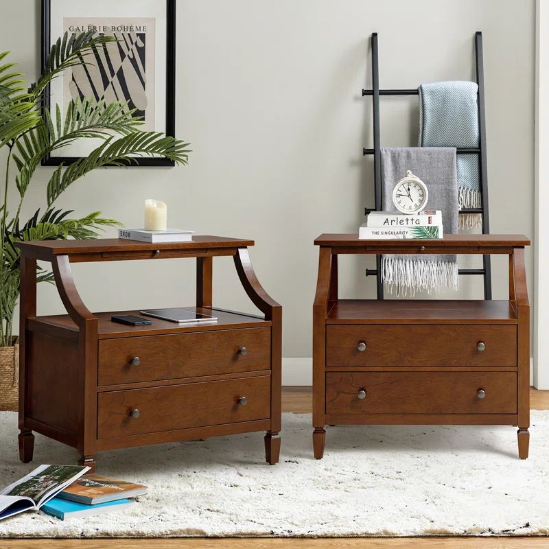 Areebe 2 - Drawer Nightstand with Built-In Outlets (Set of 2) | Wayfair North America