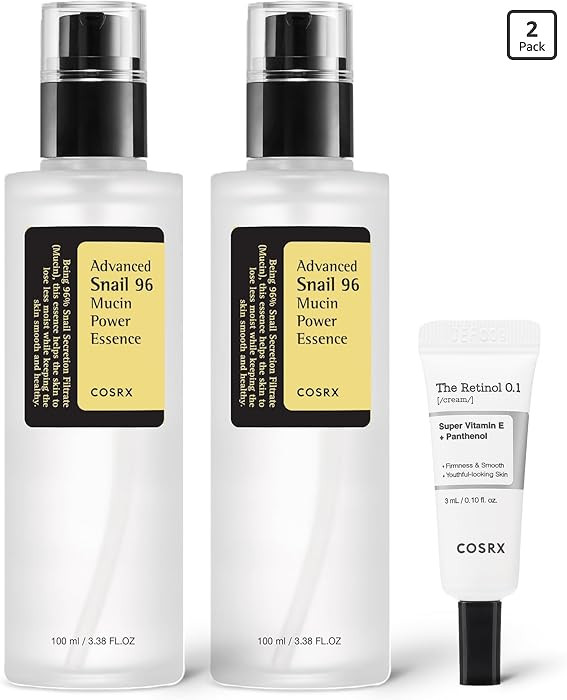 COSRX Snail 96% Mucin Power Essence 2ea & Retinol 0.1% Cream Mini Sample 1ea, Glass Skin Starter ... | Amazon (US)