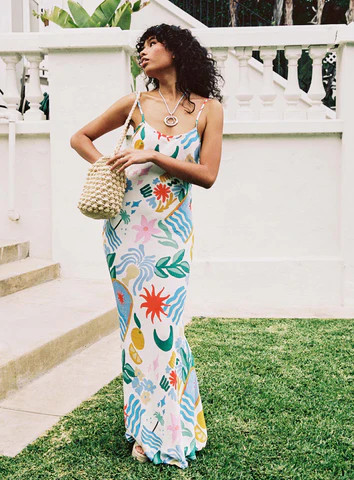 Luncheon Maxi Dress Blue Multi | Princess Polly US