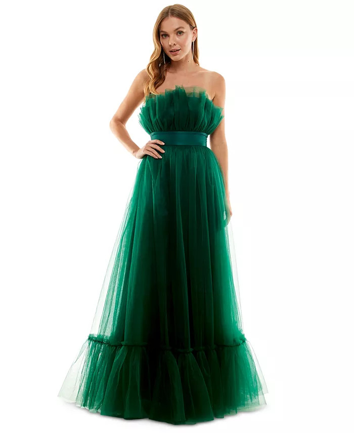Juniors' Strapless Layered Tulle Gown, Created for Macy's | Macys (US)