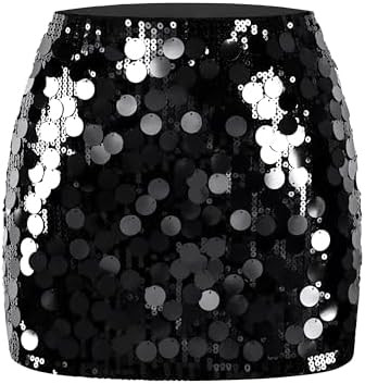 MANER Women's Sequin Mini Skirt Sparkle Stretchy Bodycon Night Out Party Skirts | Amazon (US)
