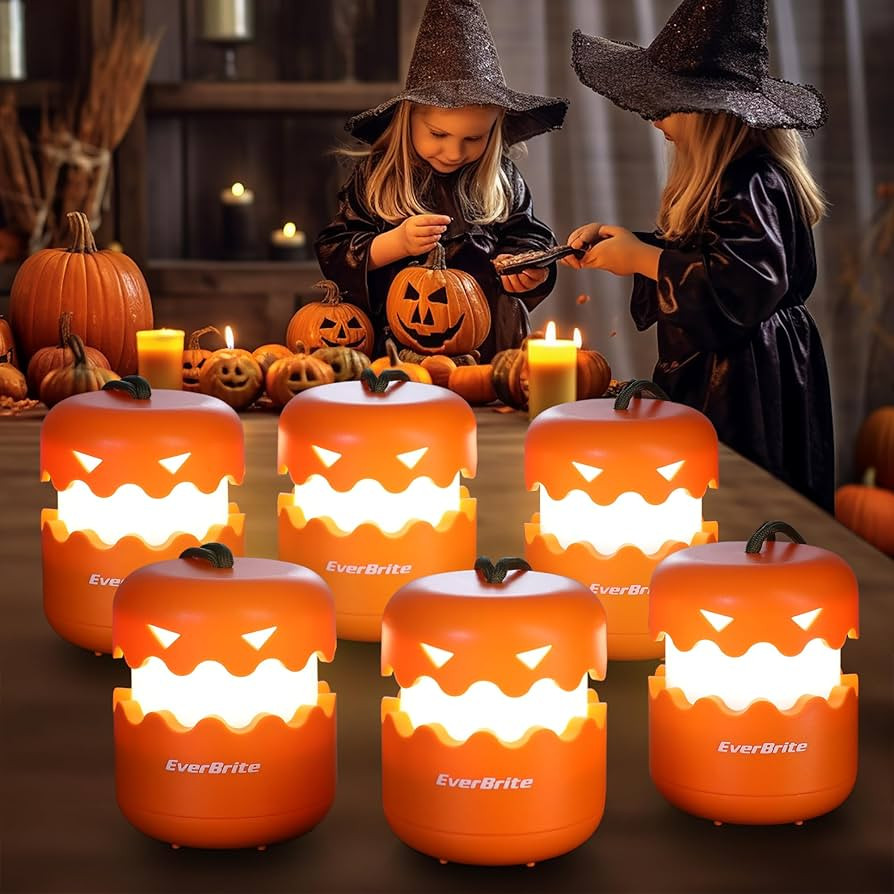 EverBrite 6-Pack Halloween Pumpkin Lantern, Collapsible Jack O Lantern Pumpkins with Lanyard, Hal... | Amazon (US)